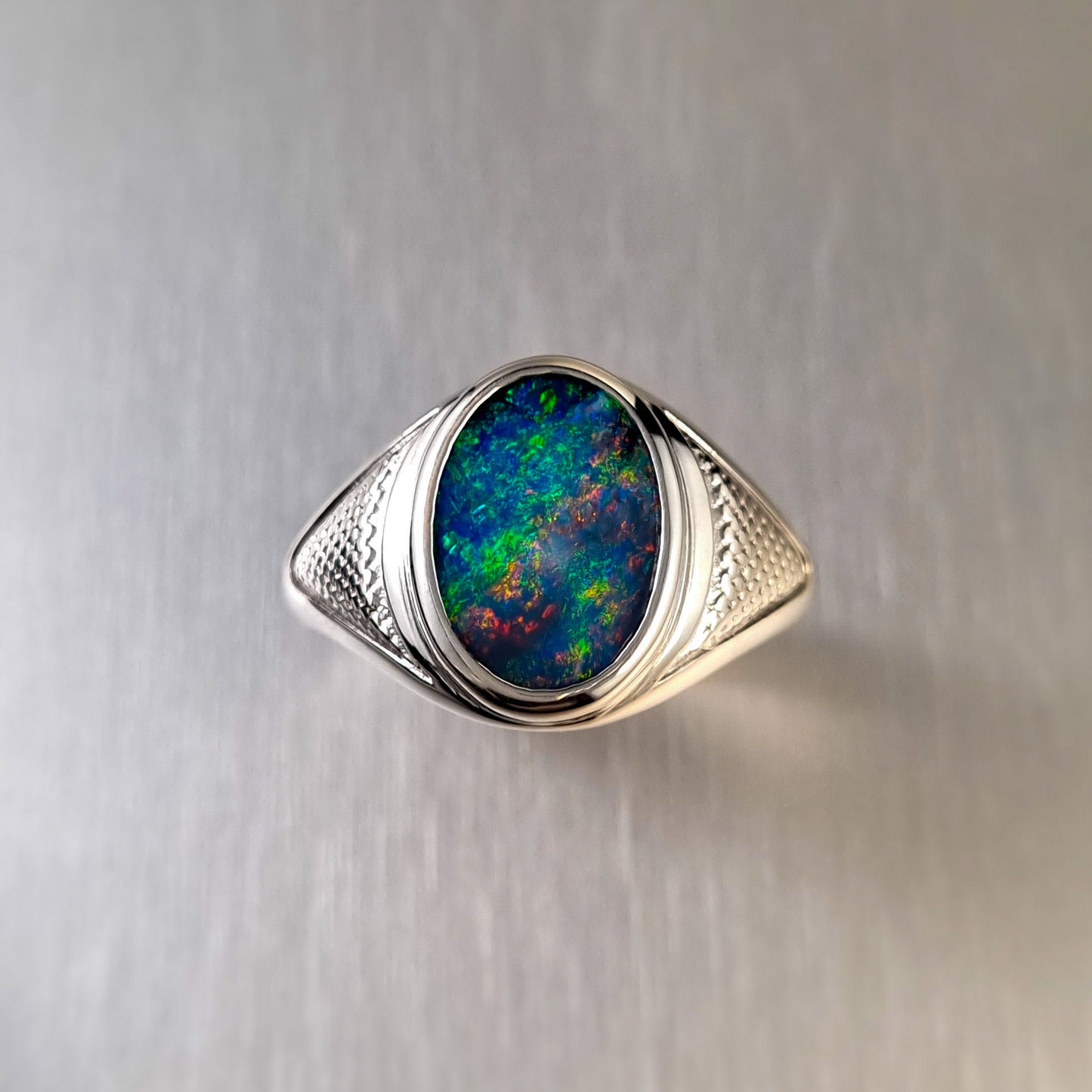 Coober Pedy Opal Doublet Ring