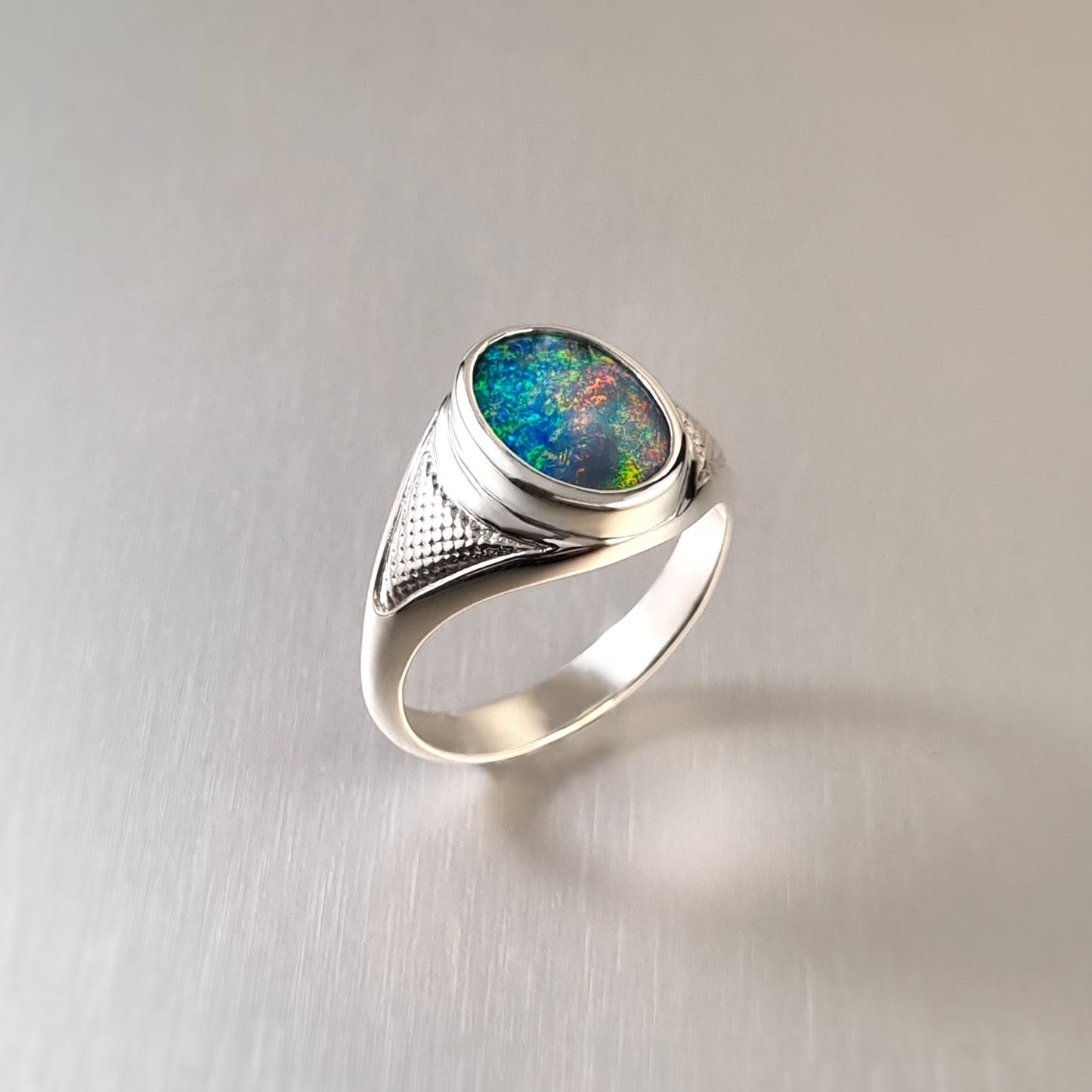 Coober Pedy Opal Doublet Ring