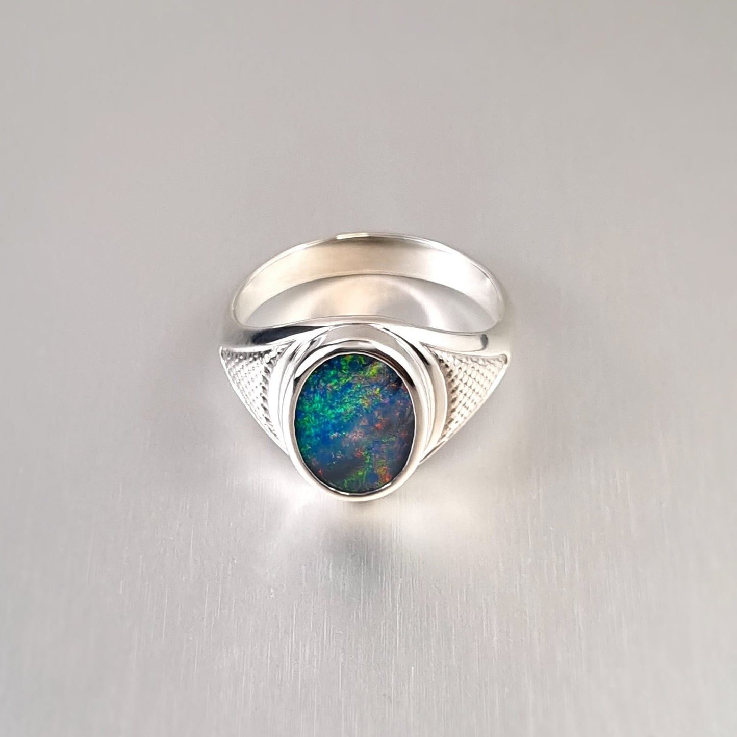 Coober Pedy Opal Doublet Ring